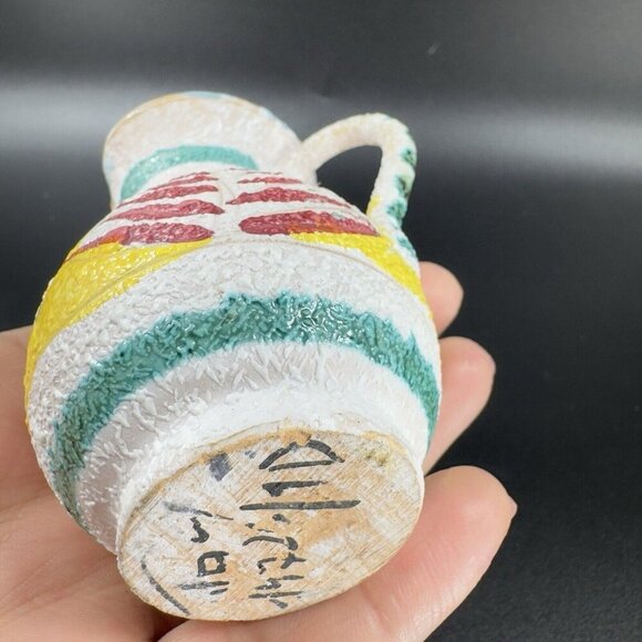 Vintage 1950s Italian Pottery Jug Pitcher Carafe Textured Glaze Made In Italy - Picture 7 of 10